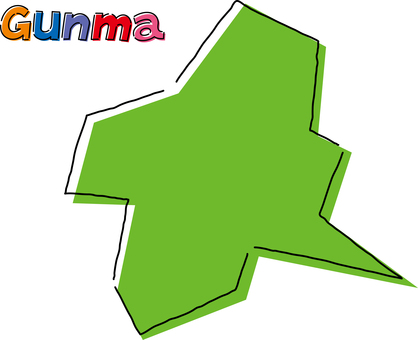 群馬　手描き風のシンプルな線画の地図  群馬,県,都道府県,手描き,フリーハンド,地域,地方,地図,ラフ,シンプルのイラスト素材