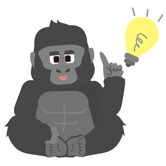 ひらめく_思いつくゴリラ ひらめく,思いつく,思考,考え,感情,気持ち,ポーズ,ゴリラ,生き物,動物のイラスト素材