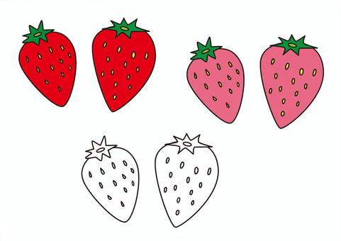 苺（いちご、イチゴ）手書きイラスト