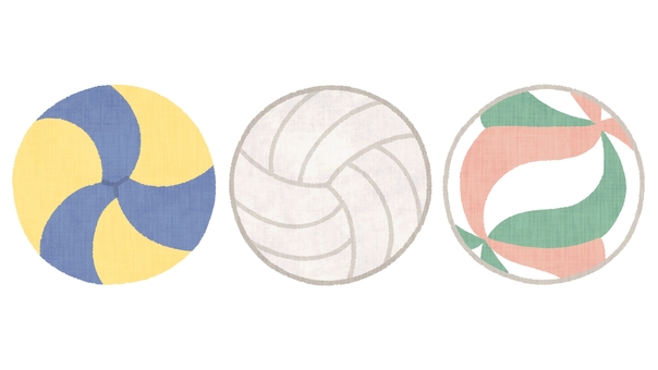 バレーボール（3種類） バレーボール,ボール,3種類,カラー,カラフル,スポーツ,競技,試合,部活,水彩のイラスト素材
