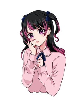 地雷系女子 女の子,ツインテール,地雷系メイク,地雷系ファッション,おしゃれ,ピンク系,ネイル,10代,20代のイラスト素材