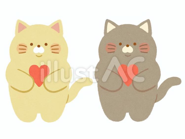 ハートを持ったねこ② ねこ,猫,白猫のイラスト素材