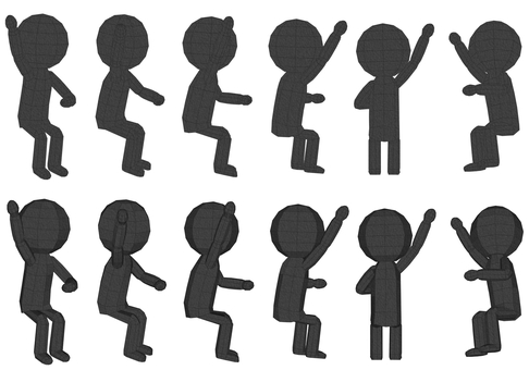 棒人間　ペパクラ風　座って挙手 挙手,質問,賛成,返事,ハイ,答える,人,大丈夫,ハーイ,あいさつのイラスト素材