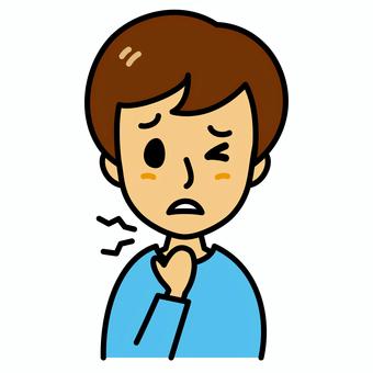 若い男性　ノドの痛み 男性,病気,喉,風邪,気管支炎,扁桃炎,若い,いがらっぽい,痛み,症状のイラスト素材