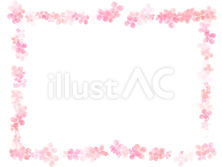 アジサイフレームver04 水彩,紫陽花,フレームのイラスト素材