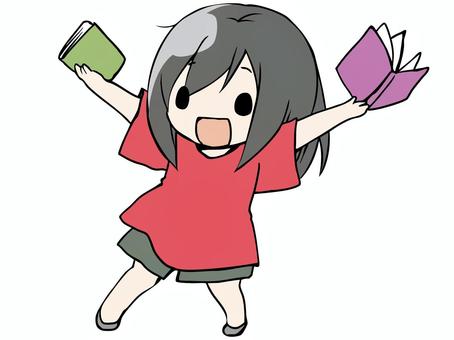 こども 本を読む 子供,女の子,短パン,本,両手,元気,ポーズ,ユーモア,白背景,背景透過のイラスト素材