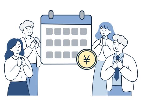 月額費用に安心するビジネスチーム 人物,月額,料金,サービス,支払い,ビジネス,説明,利用,契約,喜びのイラスト素材