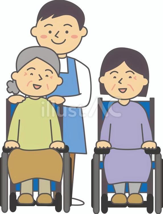 車いすの高齢者と介護士 介護士,車いす,高齢者のイラスト素材