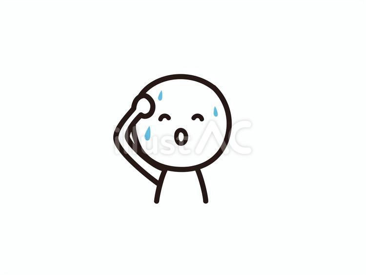 汗を拭う棒人間のイラスト 汗,暑い,夏のイラスト素材