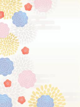 和風の花の背景11 和風,和柄,正月,花,梅,牡丹,年賀状,背景,フレーム,装飾のイラスト素材