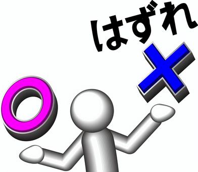 バツ バツ,はずれ,両手,比べる,ピクトグラム,人物,ひらがな,立体のイラスト素材