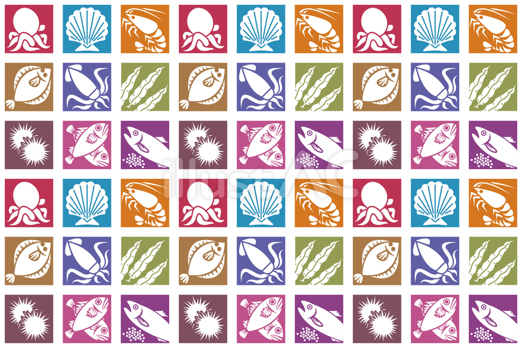魚介類のパターン柄 魚介類,海の幸,魚のイラスト素材