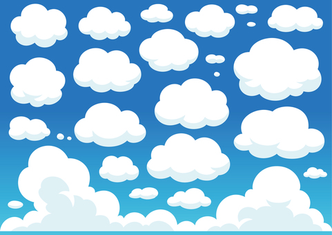 様々な雲_45 雲,イラスト,空,背景,シンプル,天気,青天,青空,夏雲,入道雲のイラスト素材