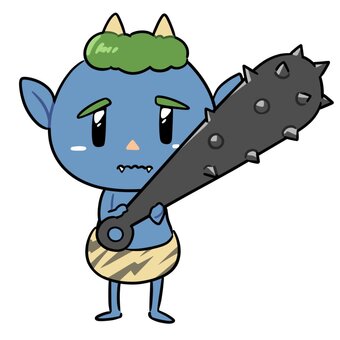 青鬼 鬼,青鬼,気弱,優しい,節分,ファンタジー,キャラクター,かわいい,イラスト,全身のイラスト素材