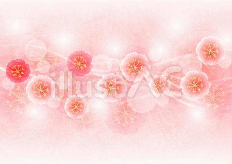 水彩風桃の花と流線のほわほわ背景 桃,花,植物のイラスト素材
