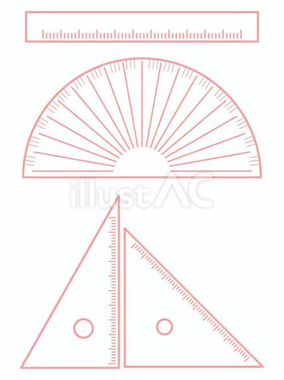 ものさしと分度器と三角定規アイコン 三角定規,分度器,ものさしのイラスト素材