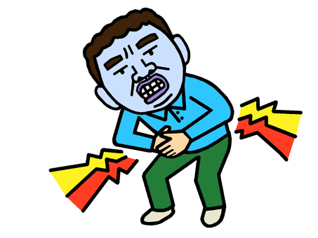 腹痛 腹痛,便秘,下痢,食べ過ぎ,胃痛,盲腸,人物,男性,おじさん,お父さんのイラスト素材