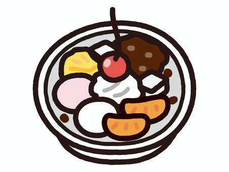 あんみつ あんみつ あんみつ,フルーツ,生クリーム,あんこ,白玉,餅,団子,和菓子,スイーツ,お菓子のイラスト素材