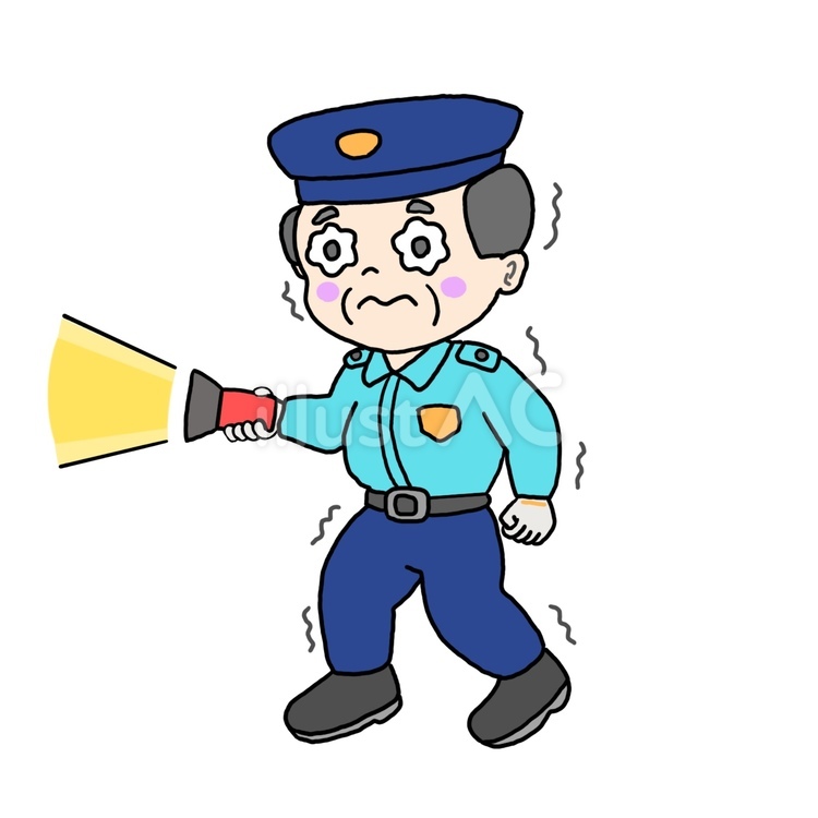 見回りする警備員（おじいさん） 警備員,男性,高齢のイラスト素材
