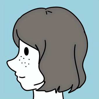 Illustration, profile, female, freckle, 