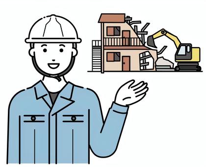 古い空きアパートの解体 解体,アパート,住居,空き家,ヘルメット,解体業,男性,家,住宅,仕事のイラスト素材