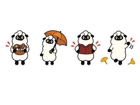のっぽ羊のゆるかわキャラクター　秋 羊,ひつじ,未年,干支,動物,キャラクター,かわいい,ゆるかわ,もこもこ,シンプルのイラスト素材