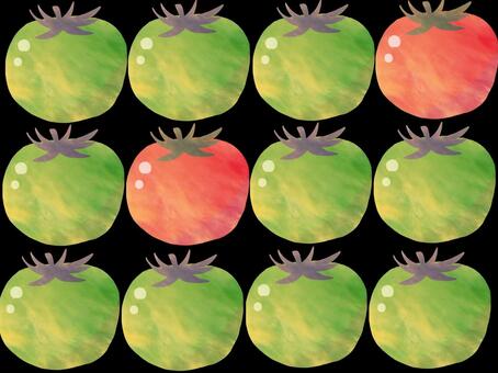 赤と緑のトマトのパターン背景(黒) 赤,緑,トマト,かわいい,シンプル,黒,背景,パターン,食べ物,おいしいのイラスト素材