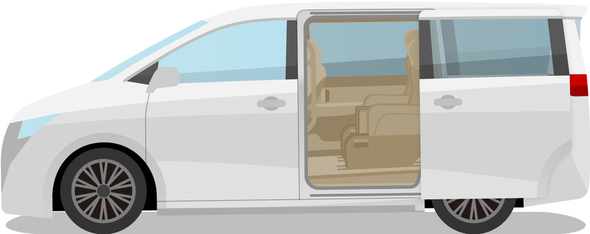 スライドドアを開けたミニバン ミニバン,車,自動車,スライドドア,セカンドシート,送迎,移動,乗り物,ファミリーカー,車内のイラスト素材