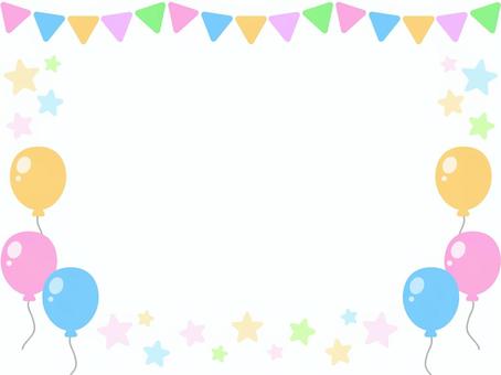 Garland and balloon frame (pastel), garland, balloon, frame, JPG, PNG and AI