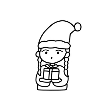 クリスマス　女の子 クリスマス,女の子,シンプル,かわいい,手描きイラストのイラスト素材