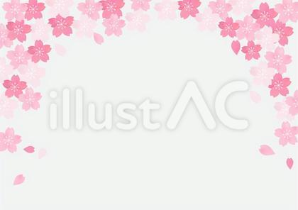 桜の花が美しい春の桜フレーム背景8淡い色