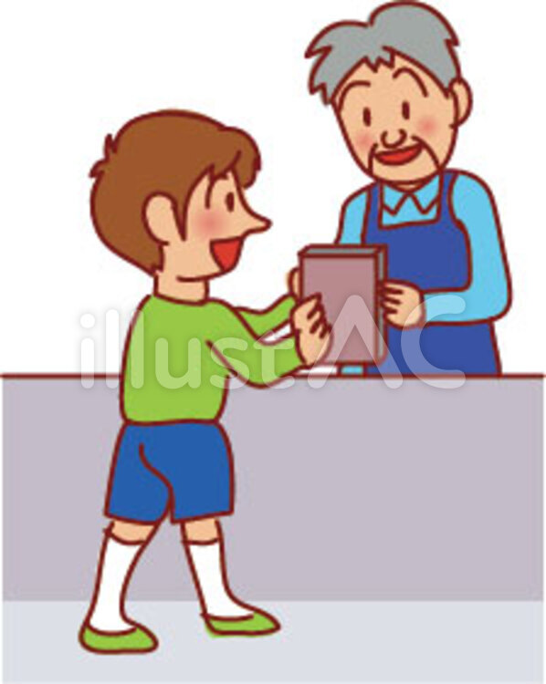 図書館で本を借りる男の子 図書館,本,男の子のイラスト素材
