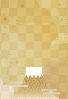 和柄背景年賀状素材4 年賀状,富士山,和柄,市松模様,青海波,麻の葉,初春,豪華,紋様,背景素材のイラスト素材