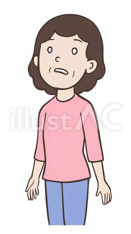 白目をむく中年女性、呆然、気を失う 失神,白目,むくのイラスト素材