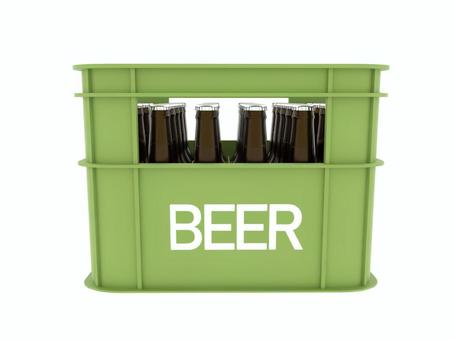 緑色のビールケースとビール ビールケース,ケース,ビール箱,入れ物,3d,cg,瓶ビール,緑色のイラスト素材