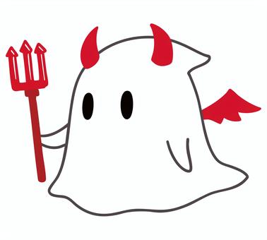 悪魔の仮装をするおばけ ハロウィン,おばけ,オバケ,かわいい,秋,シンプル,可愛い,10月,イベント,子供向けのイラスト素材
