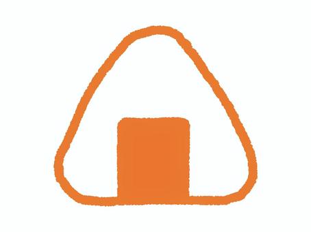 おにぎり　オレンジ線 おにぎり,米,海苔,三角,おむすび,食べ物,1個,シンプル,マークのイラスト素材