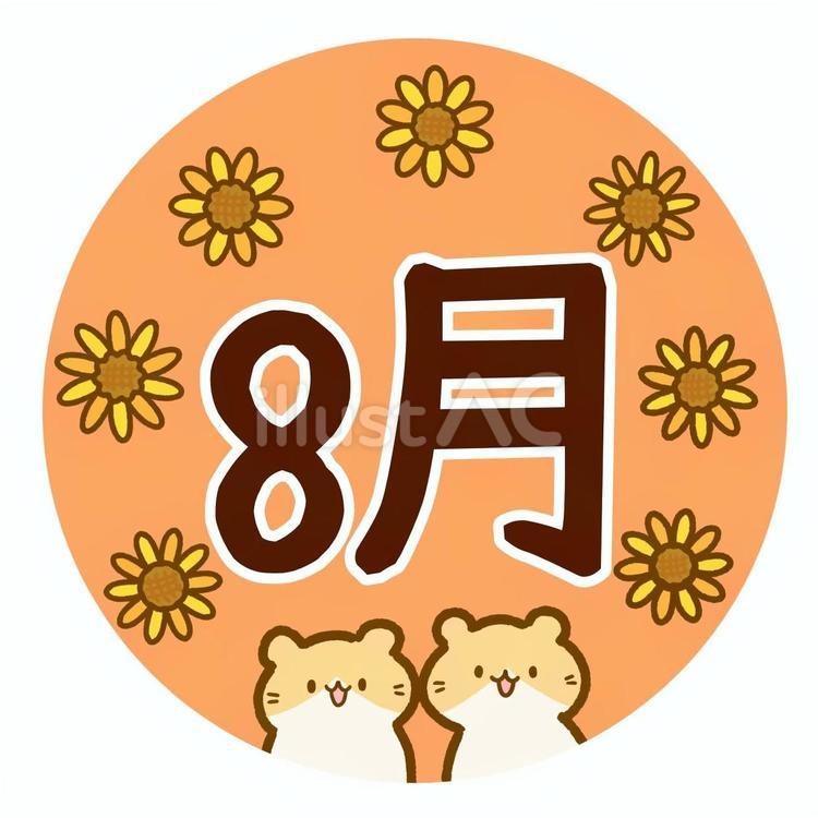 ハムスターとひまわりの８月 ひまわり,花,ハムスターのイラスト素材