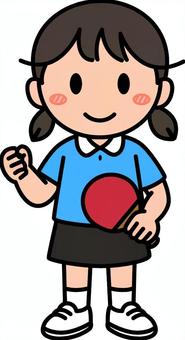 青の卓球の女の子です。