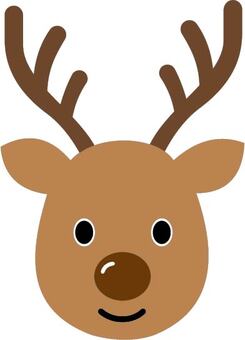 かわいいトナカイの顔 トナカイ,クリスマス,動物,冬,顔,角,かわいい,茶色,笑顔,キャラクターのイラスト素材