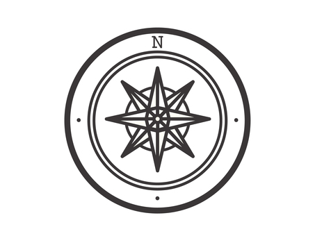方位磁針（ローズ）03 方位磁針,方位記号,アウトドア,方角,コンパス,アイコン,マーク,シンプルのイラスト素材