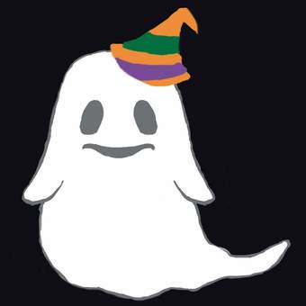 Hand-drawn free illustration with a ghost hat, obake, halloween, bahan, JPG and PNG