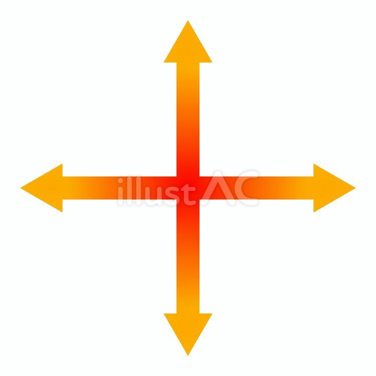 十字の赤いグラデーション矢印 矢印,記号,マークのイラスト素材