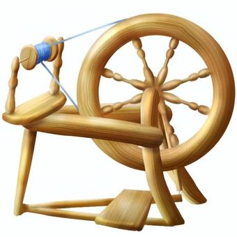 糸車(リアル) リアル,糸車,糸つむぎ,手仕事,裁縫,アンティーク,レトロ,古い,道具のイラスト素材