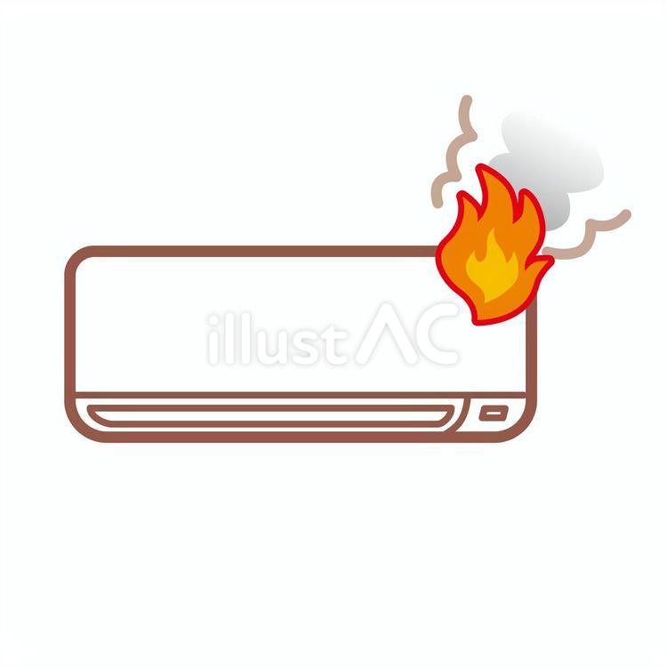 燃えるエアコン エアコン,火事,トラブルのイラスト素材