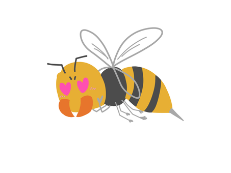 目がハートのスズメバチ スズメバチ,ゆるい,目,ハート,キャラ,牙,毒,針,黄色,黒のイラスト素材