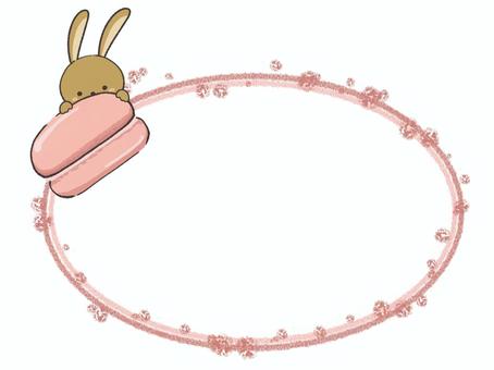 Frame illustration of a rabbit peeking from a macaron, rabbit, macaroon, sweets, JPG and PNG