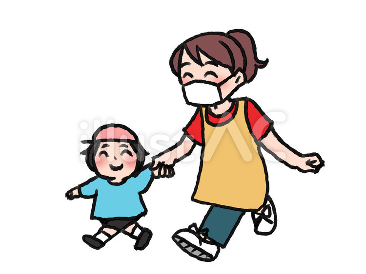 保育士さんと園児さん 保育園,保育士,園児のイラスト素材
