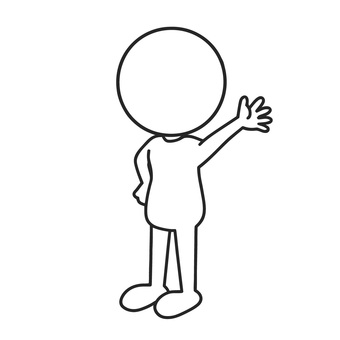 手を振る棒人間 棒人間,手を上げる,挨拶,呼びかけ,合図,ジェスチャー,リアクション,反応,人物,片手のイラスト素材