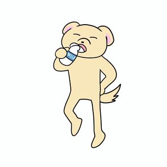 牛乳を飲む犬 犬,動物,キャラ,ポップ,かわいい,牛乳,ミルク,湯上がり,美味しい,飲み物のイラスト素材